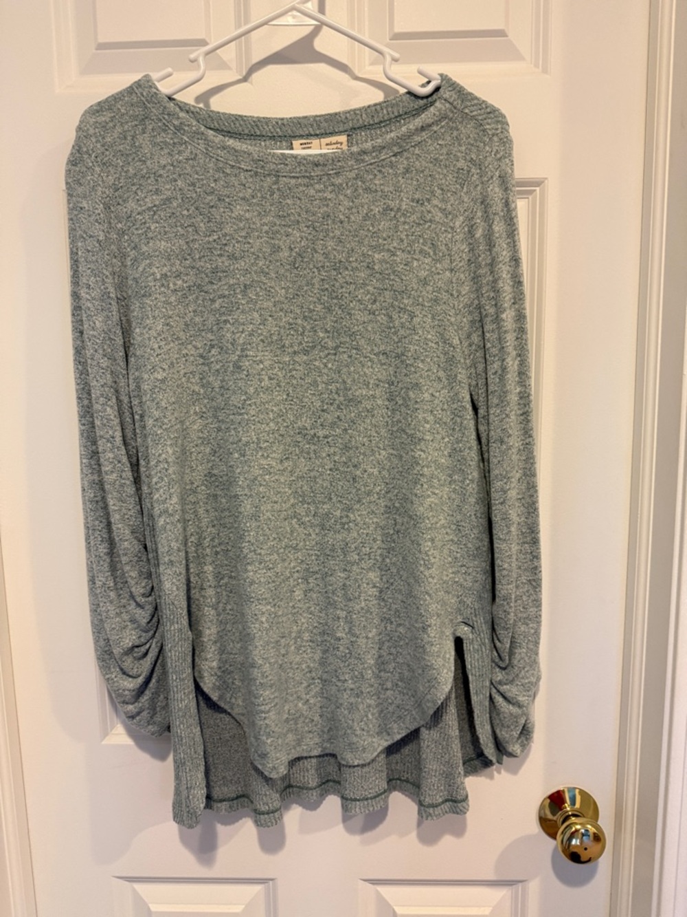 Anthropologie Heathered Sage Relaxed Knit Top